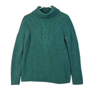 Land's End Sweater Women's S 6-8 Drifter Chunky Cable Knit Fisherman Ribbed